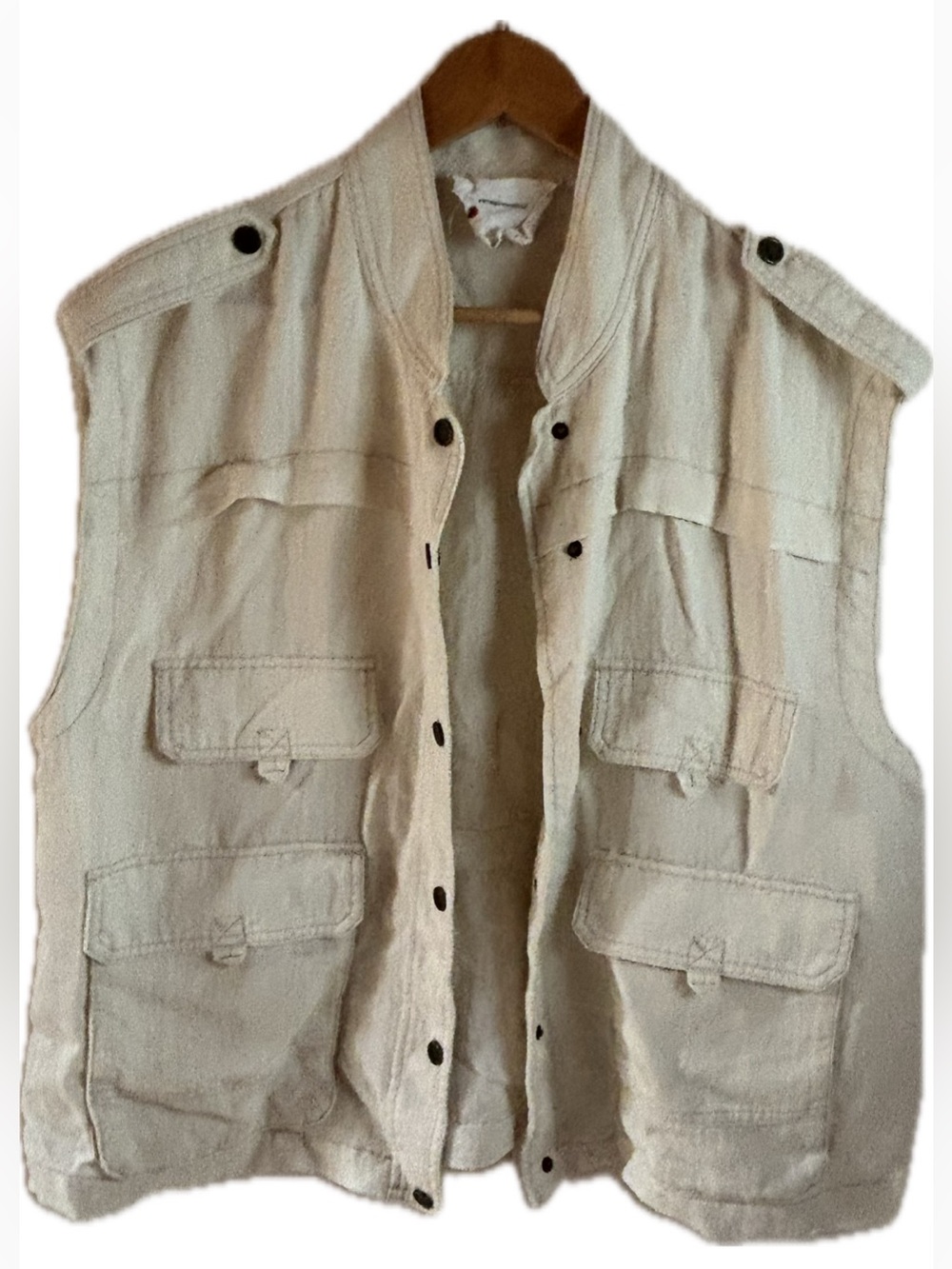 Anthropologie Cream Utility Field Vest Casual Pocketed Jacket
